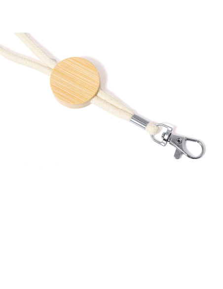 Lanyard en algodón y bambú personalizado con mosquetón.