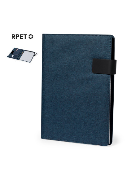 Portafolio personalizado en RPET 600D con cierre imantado y bloc.
