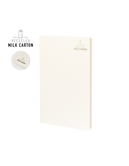 Libreta de cartones de Leche Reciclados personalizada. Tapas blandas