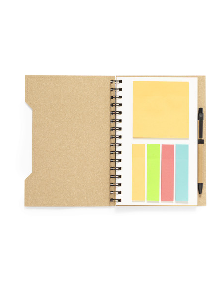 Libreta personalizada Cartón reciclado, Notas adhesivas con bolígrafo