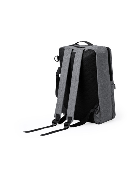 Mochila personalizada portadocumentos RPET con tres modos de uso.