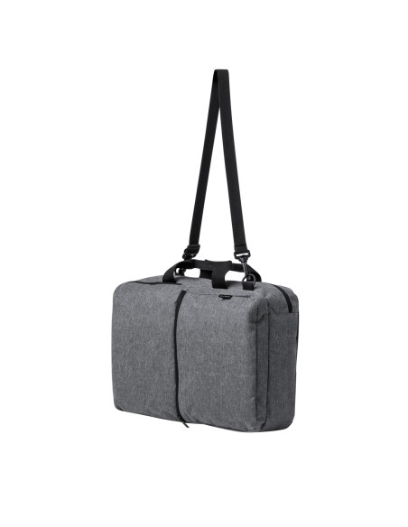 Mochila personalizada portadocumentos RPET con tres modos de uso.