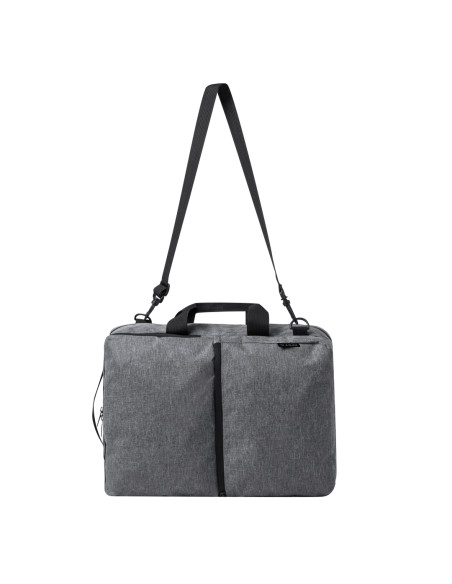 Mochila personalizada portadocumentos RPET con tres modos de uso.