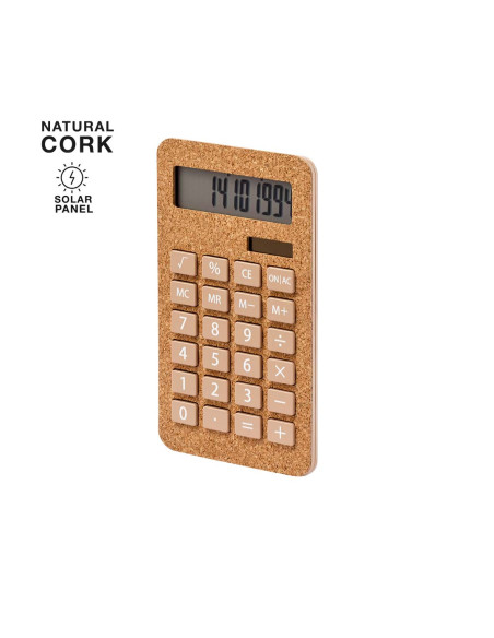 Calculadora ECO en corcho personalizada con energía solar y pila