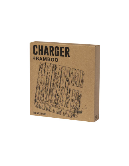 Cargador publicitario 15W, multicargador en Bambú.