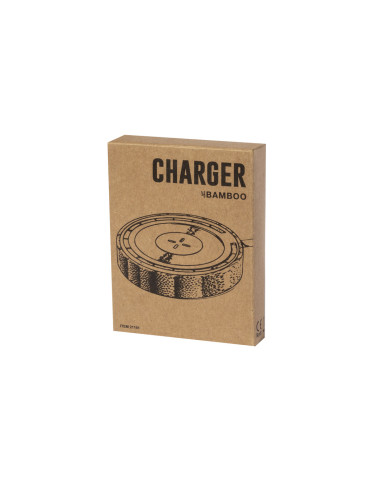 Cargador personalizado 15W, MagSafe, bambú, Qi.