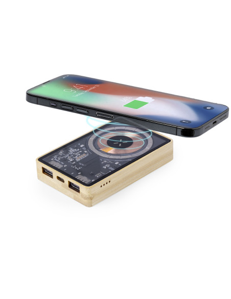 Power bank personalizada 5000 mAh, MagSafe, transparente.