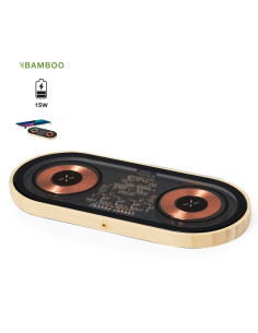 Cargador inalámbrico personalizado en Bambú 15W. 2