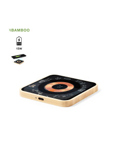 Cargador personalizado ECO 15W en Bambú, transparente. 2