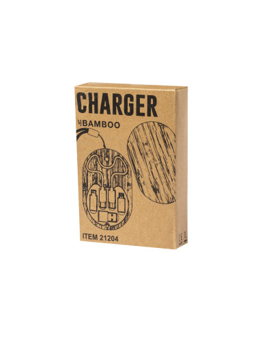 Cargador personalizado ECO 15W, estuche Bambú.