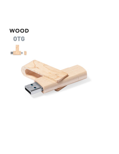 Memoria USB en Madera personalizada, 16GB, OTG.