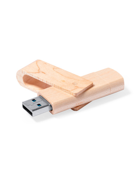 Memoria USB en Madera personalizada, 16GB, OTG.