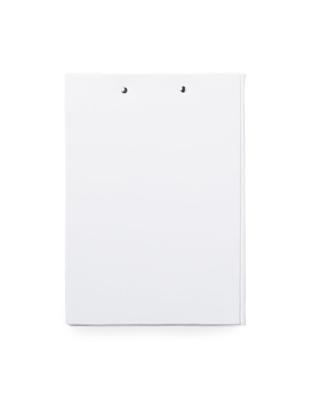 Portafolio personalizado en PVC con pinza y bolsillo.