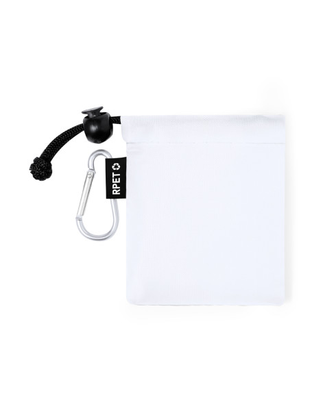 Poncho impermeable publicitario infantil en PE, funda RPET y mosquetón