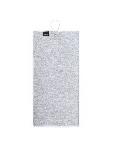 Toalla publicitaria RPET, golf, con mosquetón.