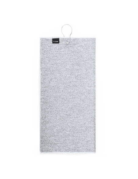 Toalla publicitaria RPET, golf, con mosquetón.