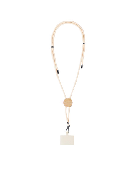 Lanyard personalizado con bambú y mosquetón giratorio.