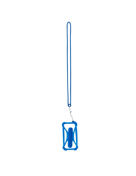 Lanyard publicitario con soporte móvil y mosquetón.