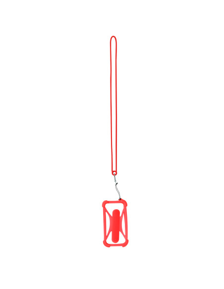 Lanyard publicitario con soporte móvil y mosquetón.