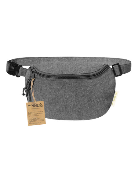 Riñonera en algodón reciclado personalizada con cremallera.