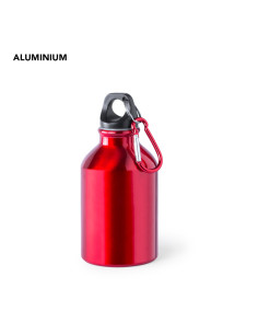 Bidón Personalizado 330ml en Aluminio. Mosquetón Metálico.