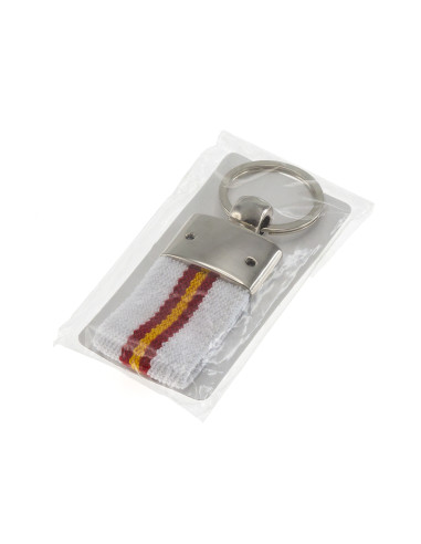 Llavero merchandising con bandera España y metal.