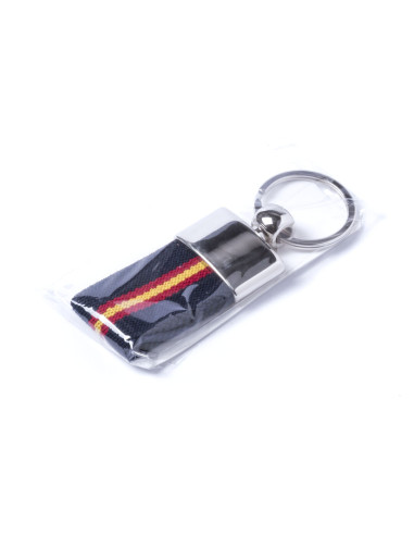 Llavero merchandising con bandera España y metal.