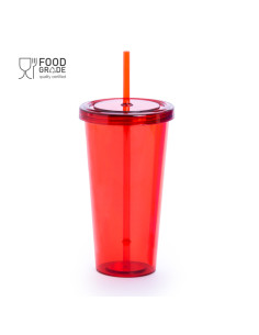 Vaso personalizado, 750ml, tapa y pajita.