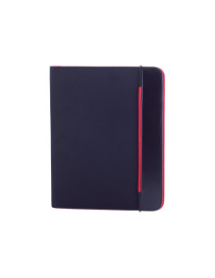 Carpeta personalizada bicolor con bloc y cierre elástico.