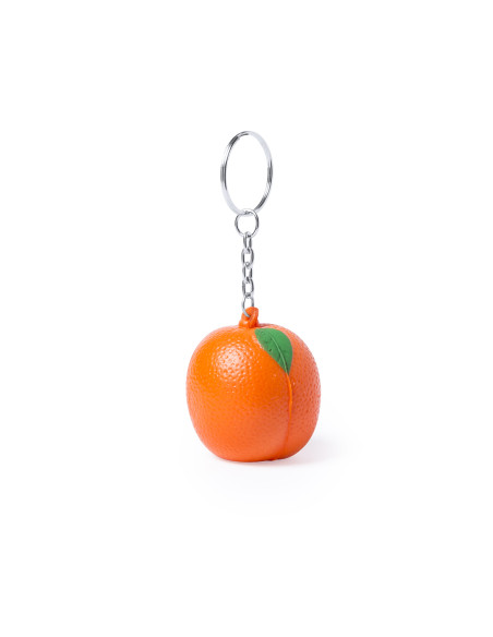 Llaveros promocionales antiestrés con diseño de frutas.