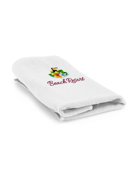 Toalla serigrafiada, 45x30 cm, microfibra, funda PVC.