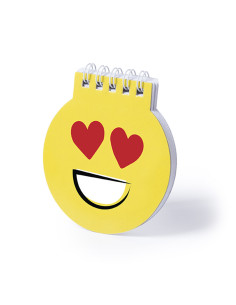 Libreta Publicitaria Diseños Emoji en amarillo.